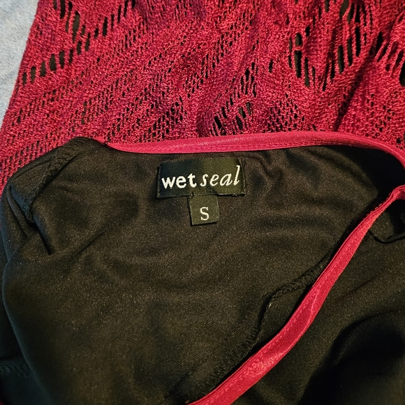 Vintage Wet Seal Red & Black Midi Dress Size S - Picture 5 of 6